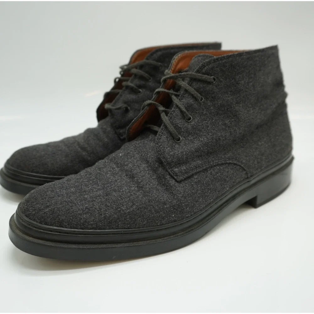 Tods Mens Charcoal Grey Wool Chukka Boots Leather Lined Made in Italy Size 39.5